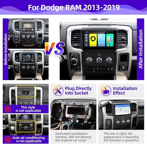 راديو السيارة CGOGC Android متوافق مع Carplay Android Auto لـ Dodge RAM 1500 2500 3500 2013-2018 8core 1280X720 IPS شاشة تعمل باللمس ستيريو بلوتوث GPS FM/AM وحدة ملاحة الوسائط المتعددة in Kuwait