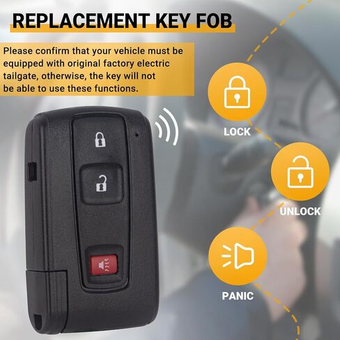 Keyless Entry Remote Control Car Key Fob Compatible with Toyota Prius with Silver Chrome Logo Key Replacement MOZB31EG (1 Pack) in Kuwait