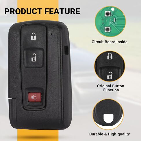 Keyless Entry Remote Control Car Key Fob Compatible with Toyota Prius with Silver Chrome Logo Key Replacement MOZB31EG (1 Pack) in Kuwait