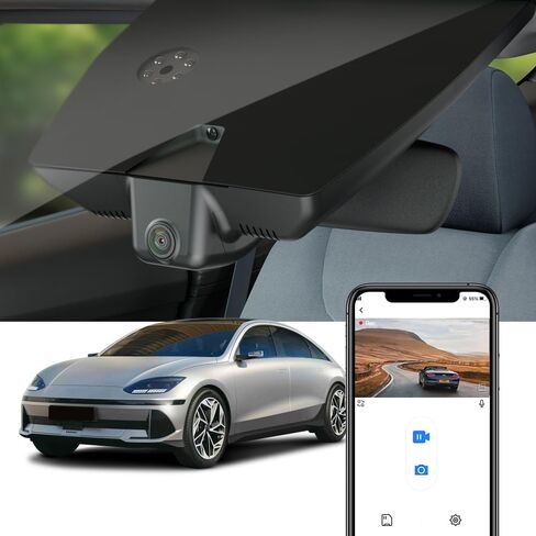 Fitcamx 2K Dual Dash Cam Adapts for Hyundai IONIQ 6 2023 2024 Limited SEL (Has Auto Dimming Mirror), OEM Style, Front 1440P+Rear 1080P Video, WiFi&APP, Loop Recording, G-Sensor, Easy to Set, 64GB Card in Kuwait