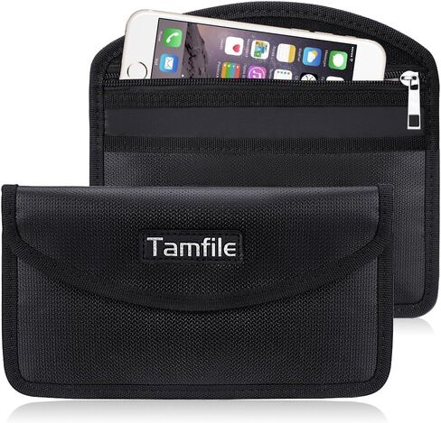 Tamfile Fireproof Faraday Bag with Zipper Anti-Tracking GPS RFID Car Key Signal Blocker Wallet Shielding Pouch Protective Case for Cell Phone Privacy and Car Key FOB (2 pack) in Kuwait