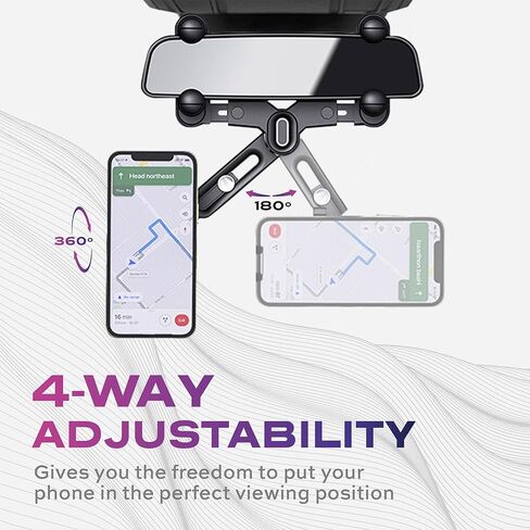 حامل هاتف بمرآة الرؤية الخلفية للسيارة مغناطيسي من Statik | القيادة على مستوى العين | دوران 360 درجة قابل للسحب وقابل للتعديل | مغناطيس تثبيت الهاتف على مرآة الرؤية الخلفية القوية in Kuwait