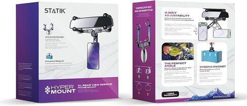 حامل هاتف بمرآة الرؤية الخلفية للسيارة مغناطيسي من Statik | القيادة على مستوى العين | دوران 360 درجة قابل للسحب وقابل للتعديل | مغناطيس تثبيت الهاتف على مرآة الرؤية الخلفية القوية in Kuwait