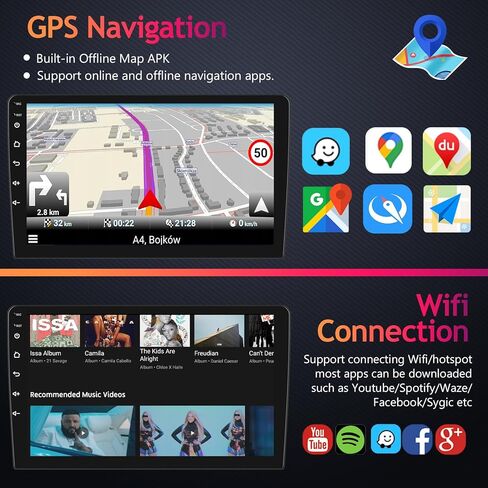 2G+64G لسيارة Toyota Corolla EX 2007-2012 ستيريو سيارة أندرويد مع Apple CarPlay اللاسلكي Android Auto، podofo شاشة لمس 9 بوصة راديو سيارة بلوتوث مع نظام ملاحة GPS HiFi Audio WiFi كاميرا احتياطية in Kuwait