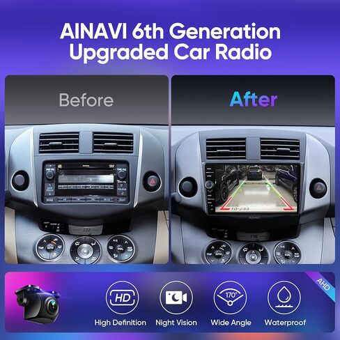لتويوتا RAV4 ترقية الراديو - 9 بوصة QLED تعمل باللمس استبدال ستيريو السيارة 2006-2011 Wireless CarPlay Android Auto MirrorLink AirPlay 3+32G DSP 48EQ FM/AM مقبض GPS ملاحة الوسائط وحدة الرأس in Kuwait
