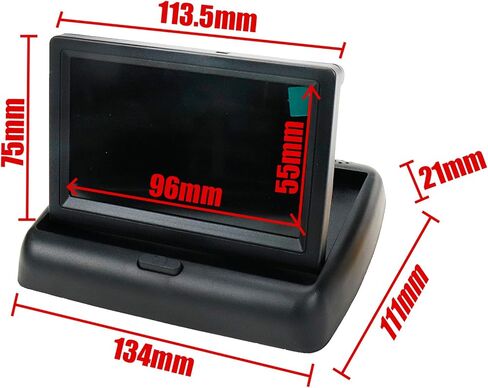 Modengzhe 4.3 Inch Foldable TFT LCD 2-Channel Color Display Rear Viewing Monitor Screen for Vehicle Reversing Backup Parking Camera, Camera Not Included in Saudi Arabia