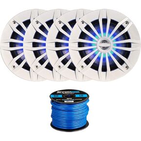 4 x EnrockMarine EM270B 6.5" 2-Way 180-Watt Marine Loudspeakers (Black), Enrock Marine-Grade 50Ft. 16-Gauge Tinned Speaker Wire in Saudi Arabia