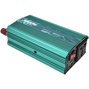 Diydeg 3000W Pure Sine Wave Power Inverter، DC 12V إلى 110V AC عاكس السيارة مع محول السيارة ومنفذ التيار المتردد ومشبك البطارية، محول طاقة السيارة متعدد الوظائف عالي الكفاءة للمنزل، RV، الشاحنة (أخضر)