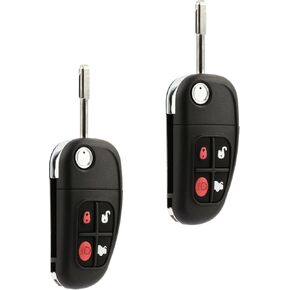 Car Key Fob Keyless Entry Remote Flip fits 2001 2002 2003 2004 2005 2006 2007 2008 Jaguar S-Type, X-Type, XJ8 (NHVWB1U241), Set of 2 in Saudi Arabia