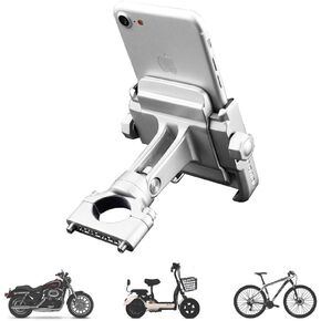 2022 vicelecus Motorcycle Phone Mount, Adjustable Anti Shake Metal Bike Phone Holder for iPhone 13 Plus Samsung Galaxy S21 S20 S10 GPS Silver in Saudi Arabia