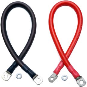 كابلات عاكسة للبطارية بمقياس 4/0 AWG أحمر + أسود عالية الأداء للطاقة الشمسية، RV، السيارة، القارب، جانب الروبوت 1/2 بوصة (12 بوصة) in Kuwait