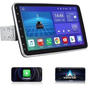 8 Core 4+32GB 1 Din Android 12 راديو ستيريو للسيارة مع Carplay لاسلكي Android Auto، 10.1 بوصة QLED قابل للفصل وقابل للدوران وشاشة قابلة للإمالة GPS مزدوج بلوتوث 5G WiFi جهاز استقبال الصوت والفيديو in Kuwait