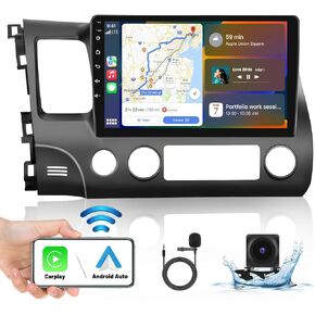 【2+32G】 ستيريو سيارة Android 11 لسيارة Honda Civic 2006-2011 راديو 10 بوصة تعمل باللمس راديو السيارة مع Apple Carplay اللاسلكي Android Auto Radio GPS BT FM HiFi USB Mic الكاميرا الخلفية in Saudi Arabia