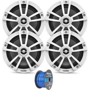 Enrock Marine 2 Pairs (Qty 4) of Infinity 6.5" 225 Watts Peak Power Water-Resistant Coaxial 2-Way Boat Outdoor Powersports Audio Speakers Bundle (Bulk Packaging) Grade Speaker Wire in Saudi Arabia