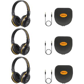 SIMOLIO 3 Pack Wireless IR Headphones for Honda & Odyssey, CR-V, Accord, Pilot, Ridgeline, RDX, MDX, with Carrying Cases/AUX Cord, Share Port, 2 Channel Folding IR Car DVD Replacement Headsets