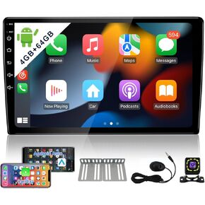 8-Core 4GB+64GB Double Din Android Car Stereo Radio Apple Carplay & Android Auto,10 Inch IPS Touch Screen Car Radio with Bluetooth,GPS in-Dash Navigation Unit,Split Screen,Dual USB,Backup Camera in Kuwait