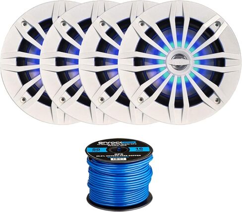 4 x EnrockMarine EM270B 6.5" 2-Way 180-Watt Marine Loudspeakers (Black), Enrock Marine-Grade 50Ft. 16-Gauge Tinned Speaker Wire in Saudi Arabia
