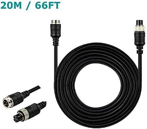 Fookoo 20M/66FT كابل تمديد طيران فيديو 4 دبابيس لكاميرا احتياطية سلكية/كاميرا الرؤية الخلفية CCTV شاحنة مقطورة شاحنة تخييم حافلة متنقلة نظام مراقبة احتياطية للسيارة in Kuwait