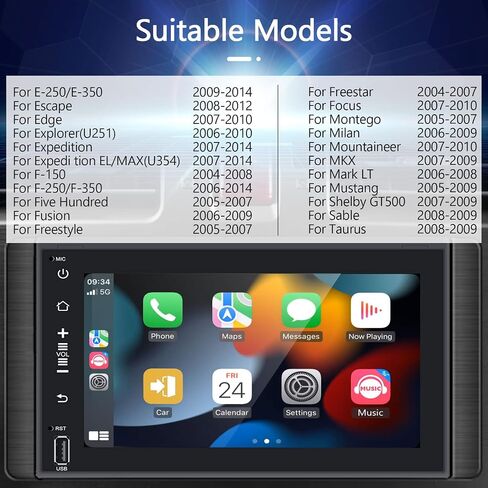 podofo 2G+32G Wirelss Carplay Android Car Stereo with Wired Android Auto,for Ford F150 F250 F350 Fusion Edge Explorer Expedition, 7" Double Din Radio with GPS Navigation/WiFi/Bluetooth/FM/RDS/AM/DSP in Saudi Arabia