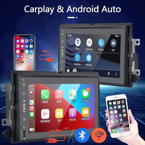 podofo 2G+32G Wirelss Carplay Android Car Stereo with Wired Android Auto,for Ford F150 F250 F350 Fusion Edge Explorer Expedition, 7" Double Din Radio with GPS Navigation/WiFi/Bluetooth/FM/RDS/AM/DSP in Saudi Arabia