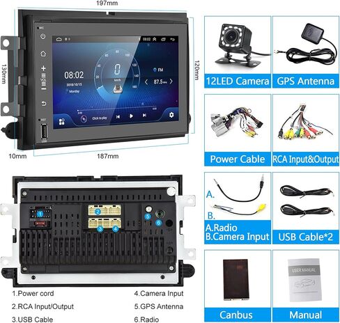podofo 2G+32G Wirelss Carplay Android Car Stereo with Wired Android Auto,for Ford F150 F250 F350 Fusion Edge Explorer Expedition, 7" Double Din Radio with GPS Navigation/WiFi/Bluetooth/FM/RDS/AM/DSP in Saudi Arabia