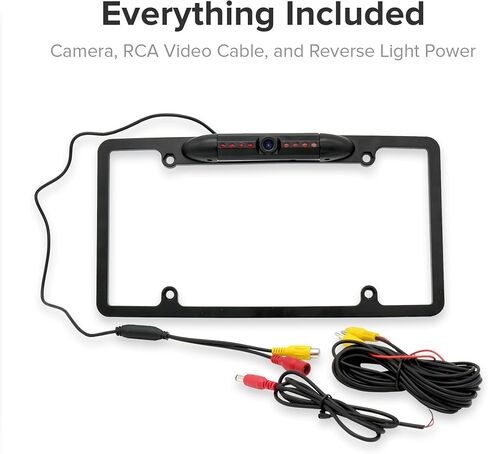 Master Tailgaters Small License Plate Frame Backup or Front Camera | 8 IR LED Night Vision | IP68 Waterproof | 170° Wide Angle Camera | 1000 TVL | Parking Grid Lines Available | Universal Fit in Kuwait