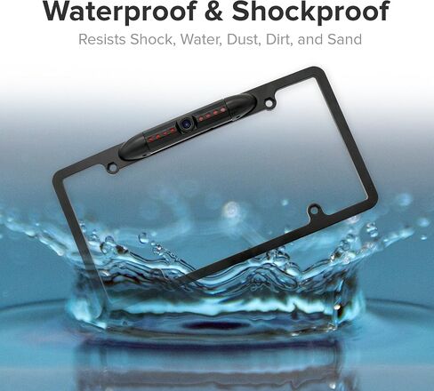 Master Tailgaters Small License Plate Frame Backup or Front Camera | 8 IR LED Night Vision | IP68 Waterproof | 170° Wide Angle Camera | 1000 TVL | Parking Grid Lines Available | Universal Fit in Kuwait