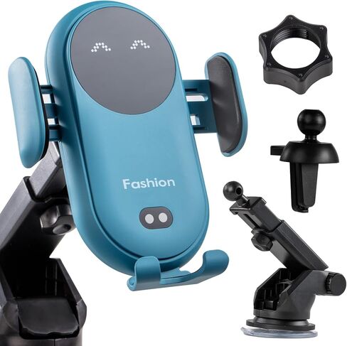Wireless Car Charger,Wireless Car Holder Mount Charger,10W Qi Fast Charger,2 in 1 Wireless Car Charger,Automatic Clamping Phone Holder for iPhone 15/14/13/12/11//XS/Samsung S22/S21/S20/Note 20,etc in Kuwait