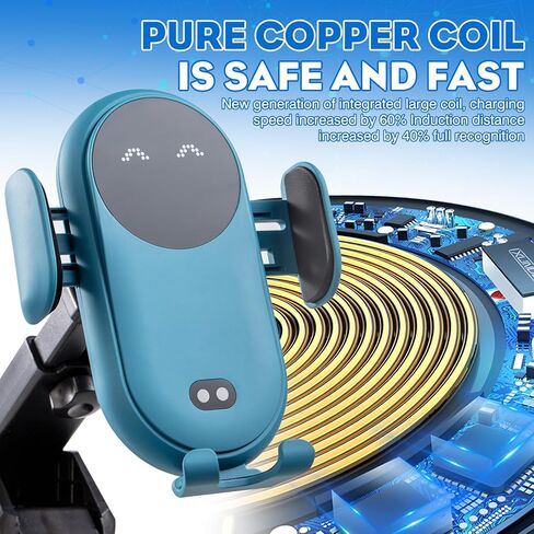Wireless Car Charger,Wireless Car Holder Mount Charger,10W Qi Fast Charger,2 in 1 Wireless Car Charger,Automatic Clamping Phone Holder for iPhone 15/14/13/12/11//XS/Samsung S22/S21/S20/Note 20,etc in Kuwait