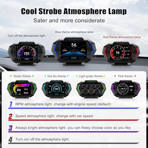 اي سي تي اي تي شاشة عرض امامية للسيارة من اتش يو دي، OBD+GPS متعددة البيانات، عداد سرعة رقمي، منبه السرعة الزائد، درجة حرارة الماء، مقياس ضغط تربو ذكي لمعظم السيارات بعد عام 2008 in Kuwait