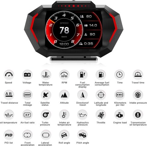 اي سي تي اي تي شاشة عرض امامية للسيارة من اتش يو دي، OBD+GPS متعددة البيانات، عداد سرعة رقمي، منبه السرعة الزائد، درجة حرارة الماء، مقياس ضغط تربو ذكي لمعظم السيارات بعد عام 2008 in Kuwait
