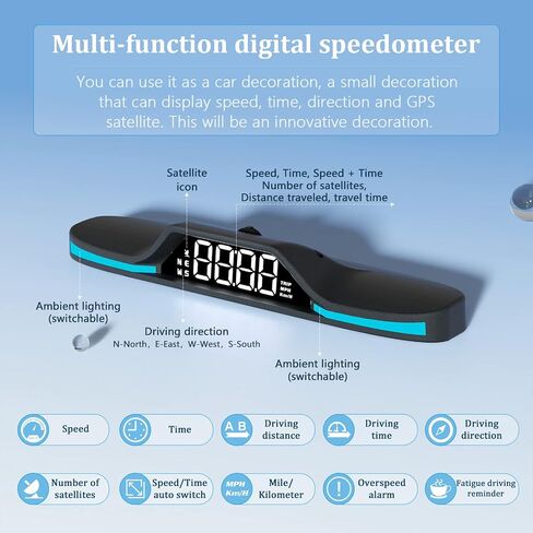 AWOLIMEI Digital Speedometer for Car g15 ，Heads Up Display for Cars with Overspeed Alarm, Fatigue Driving Alarm，USB Plug and Play，Suitable for All Car (G15) in Saudi Arabia