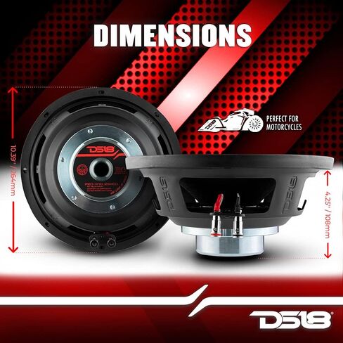DS18 PRO-W10.2S 10" Woofer Loudspeaker Water Resistant Cone, 700W Max Power, 2 Ohm SVC - Perfect for Motorcycle Applications (1 Speaker) in Saudi Arabia