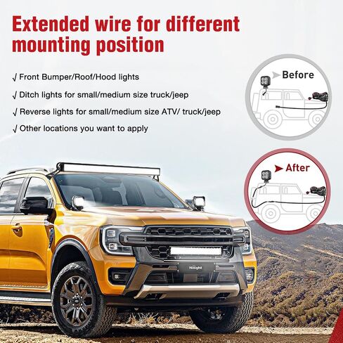 Nilight 2PCS 16AWG 10 Feet Wiring Harness Extension Kit, Extended Plug and Play 2-pin Socket DT Connector Wire Cord for Offroad LED Light Bar Work Light Led Pod Driving Fog Boat Light, 2 Year Warranty in Saudi Arabia