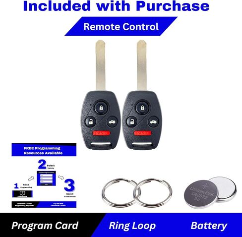 3-Button Replacement Keyless Entry Remote Key Fob, Compatible with 2008 Honda Fit, 2005-2010 Honda Odyssey, 2006-2014 Honda Ridgeline, OUCG8D-380H-A in Kuwait