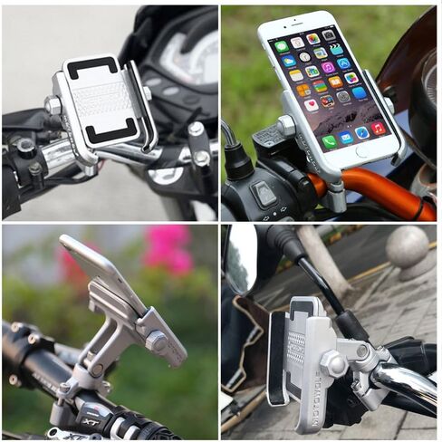 2022 vicelecus Motorcycle Phone Mount, Adjustable Anti Shake Metal Bike Phone Holder for iPhone 13 Plus Samsung Galaxy S21 S20 S10 GPS Silver in Saudi Arabia