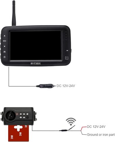 Wireless Backup Camera,4.3 Inch Monitor with License Plate Reverse Camera, Infrared Night Vision and Viewing Angle-PY-34122 for Trailer, RV, Trucks, Pickup Trucks, Cargo Vans, etc in Kuwait