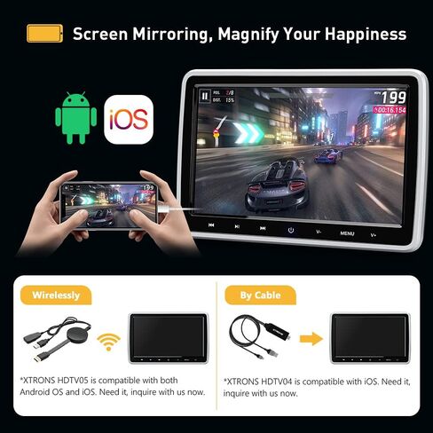 XTRONS 2×10.1 Inch HD Digital Screen Car Headrest DVD Player Ultra-Thin Detachable Touch Button with HDMI Port 2 Children IR Wireless Headphones in Saudi Arabia