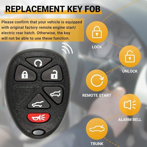 Car Key Fob Keyless Entry Remote 6 Button Compatible with Chevy Tahoe Suburban | GMC Yukon Yukon XL1500 2500 | Cadillac Escalade Key Replacement OUC60221 OUC60270 in Kuwait