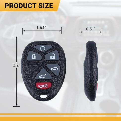 Car Key Fob Keyless Entry Remote 6 Button Compatible with Chevy Tahoe Suburban | GMC Yukon Yukon XL1500 2500 | Cadillac Escalade Key Replacement OUC60221 OUC60270 in Kuwait