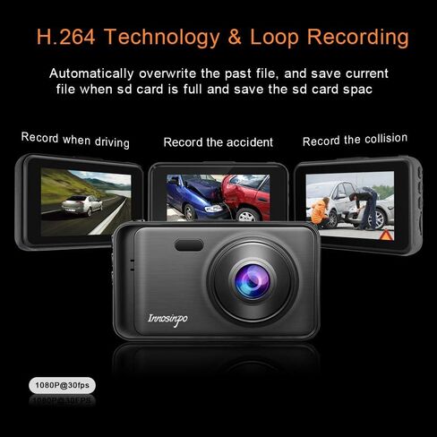 Innosinpo Dash Cam【2021 New Version】 1080P FHD DVR Car Dashboard Camera Recorder 3" LCD Screen 170° Wide Angle, Super Night Vision, G-Sensor, WDR, Parking Monitor, Loop Recording, Motion Detection in Saudi Arabia