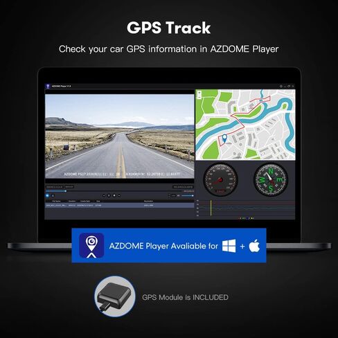 AZDOME 11.8 بوصة واي فاي مرآة داش كام، 2.5K QHD كاميرا مرآة الرؤية الأمامية والخلفية للسيارات، كاميرا مزدوجة مع نسخة احتياطية عكسية مقاومة للماء، رؤية ليلية محسنة، وضع وقوف السيارات، مع بطاقة GPS مجانية 64 جيجابايت in Kuwait