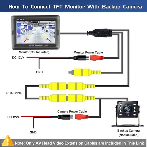 SPGBK 10M 33ft RCA Male to Male Plug A/V Car Reverse Reversing Rear View Parking Backup Camera Video Audio Extension Cable with Detection Trigger Wire in Kuwait