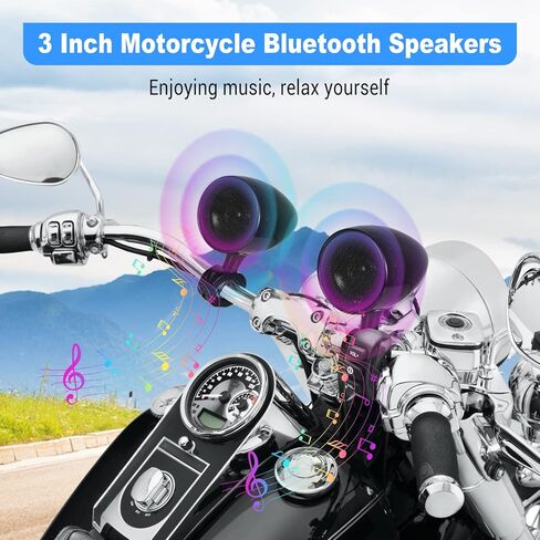 OXMART قطعتان من مكبرات صوت بلوتوث للدراجات النارية مع USB عالي الطاقة وجهاز تحكم عن بعد، مكبرات صوت بلوتوث للدراجات النارية مقاس 3 بوصات مقاومة للماء رائعة للمركبات ATV، دراجة سكوتر، دراجة نارية بمقود بقطر 1.0"-1.3" in Kuwait