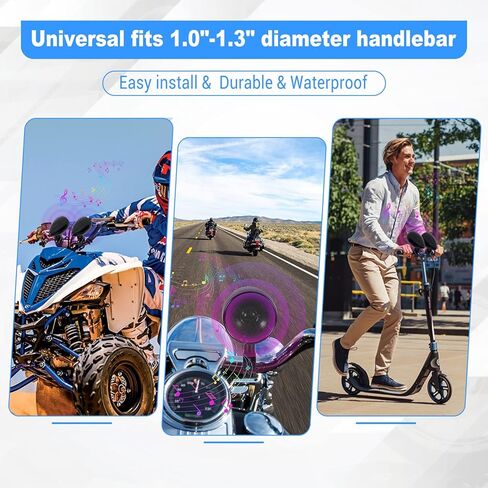 OXMART قطعتان من مكبرات صوت بلوتوث للدراجات النارية مع USB عالي الطاقة وجهاز تحكم عن بعد، مكبرات صوت بلوتوث للدراجات النارية مقاس 3 بوصات مقاومة للماء رائعة للمركبات ATV، دراجة سكوتر، دراجة نارية بمقود بقطر 1.0"-1.3" in Kuwait