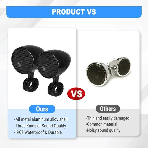 OXMART قطعتان من مكبرات صوت بلوتوث للدراجات النارية مع USB عالي الطاقة وجهاز تحكم عن بعد، مكبرات صوت بلوتوث للدراجات النارية مقاس 3 بوصات مقاومة للماء رائعة للمركبات ATV، دراجة سكوتر، دراجة نارية بمقود بقطر 1.0"-1.3" in Kuwait