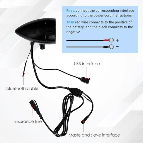 OXMART قطعتان من مكبرات صوت بلوتوث للدراجات النارية مع USB عالي الطاقة وجهاز تحكم عن بعد، مكبرات صوت بلوتوث للدراجات النارية مقاس 3 بوصات مقاومة للماء رائعة للمركبات ATV، دراجة سكوتر، دراجة نارية بمقود بقطر 1.0"-1.3" in Kuwait