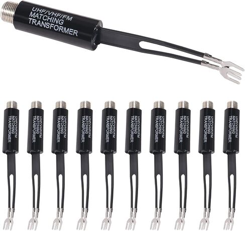 ACEIRMC 75 Ohm to 300 Ohm UHF/VHF/FM Matching Transformer Converter Adapter with F Type Female Coax Coaxial Connector Plug Jack for Cable Wire Antenna TV F Pin (10pcs) in Saudi Arabia