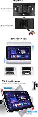 8 Core 4+32GB 1 Din Android 12 راديو ستيريو للسيارة مع Carplay لاسلكي Android Auto، 10.1 بوصة QLED قابل للفصل وقابل للدوران وشاشة قابلة للإمالة GPS مزدوج بلوتوث 5G WiFi جهاز استقبال الصوت والفيديو in Kuwait