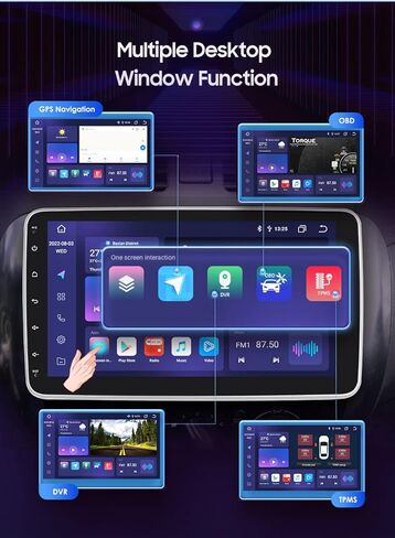 8 Core 4+32GB 1 Din Android 12 راديو ستيريو للسيارة مع Carplay لاسلكي Android Auto، 10.1 بوصة QLED قابل للفصل وقابل للدوران وشاشة قابلة للإمالة GPS مزدوج بلوتوث 5G WiFi جهاز استقبال الصوت والفيديو in Kuwait